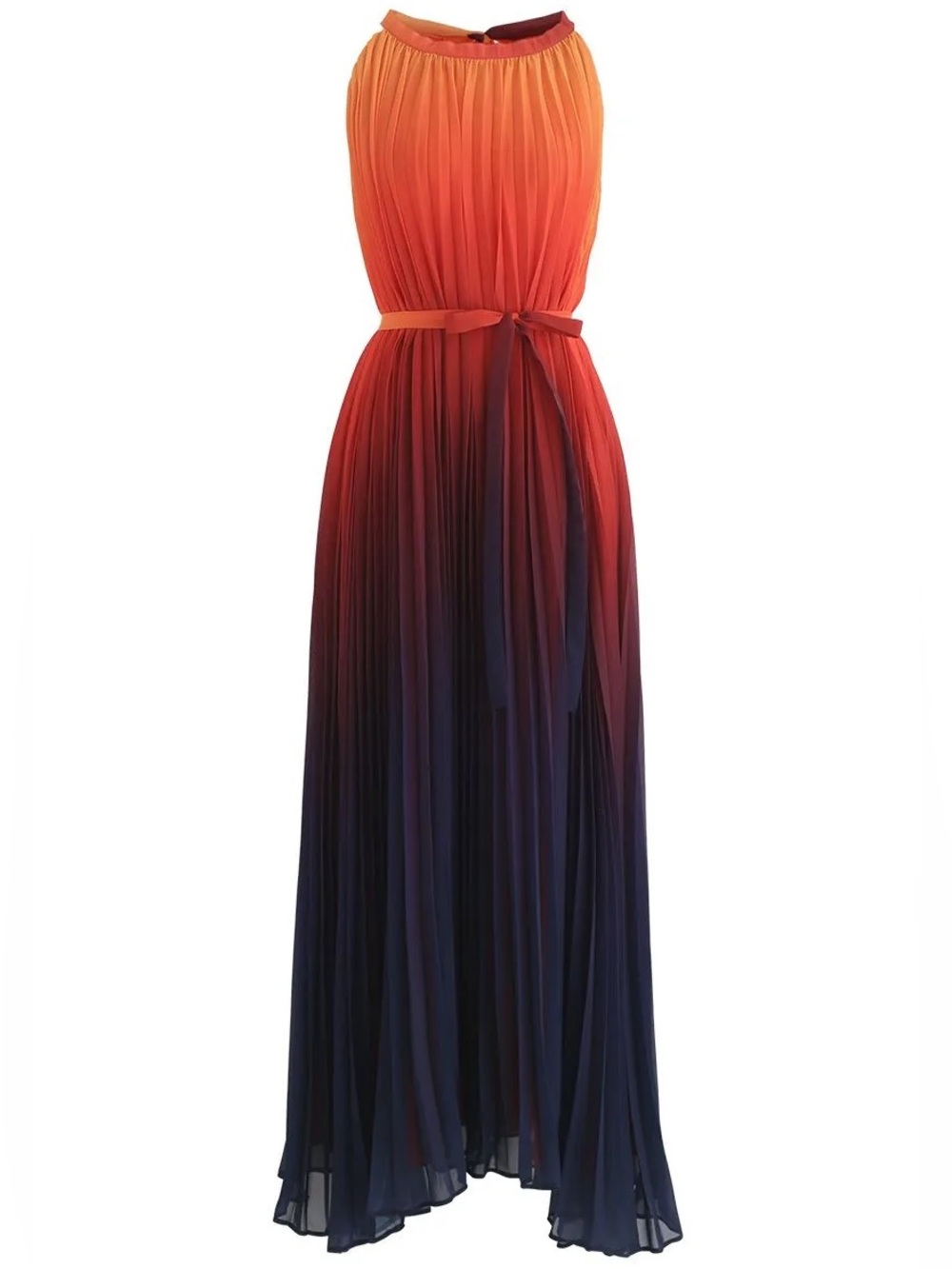 Chicwish Splendor Of The Sunset Pleated Orange Gradient Ombre Pleated Maxi Dress
